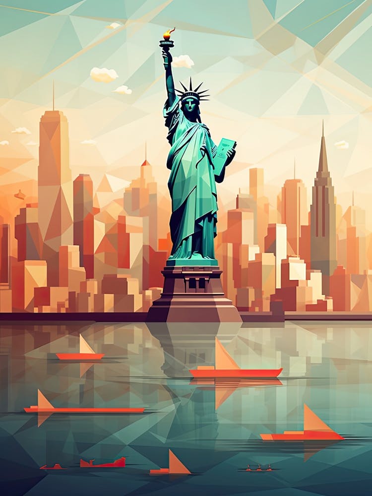 New York City, Usa, Geometric Illustration 3