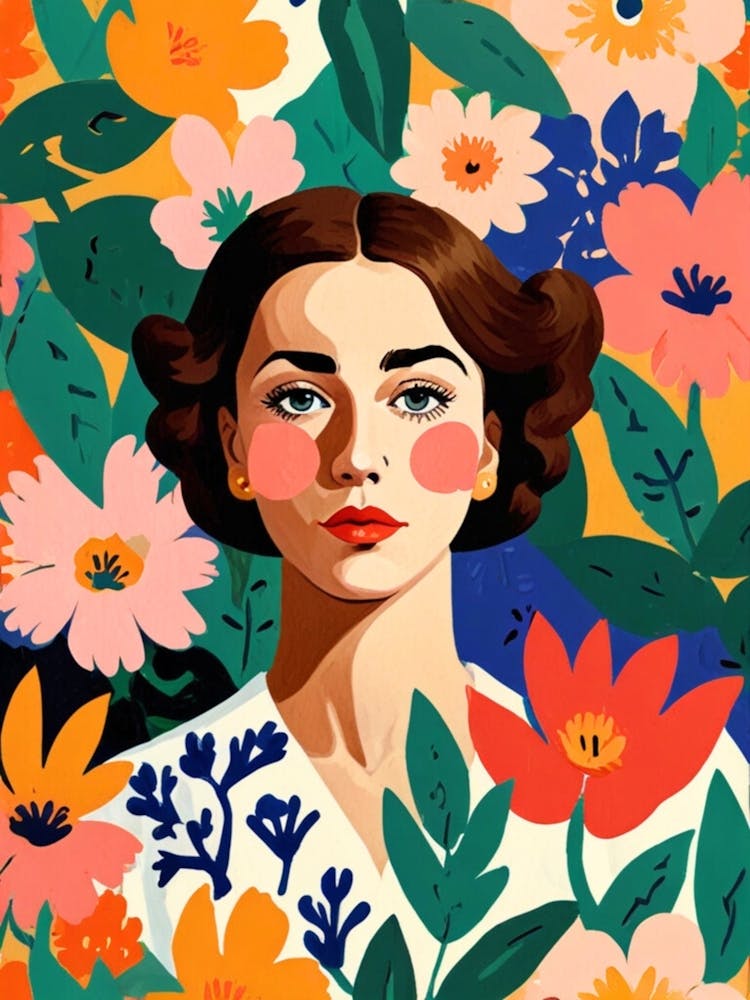 Portrait Of A Woman With Flowers 2