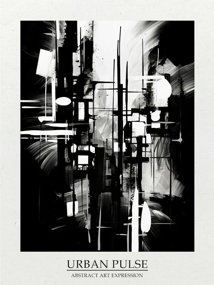 Urban Pulse Abstract Black And White 1 Poster
