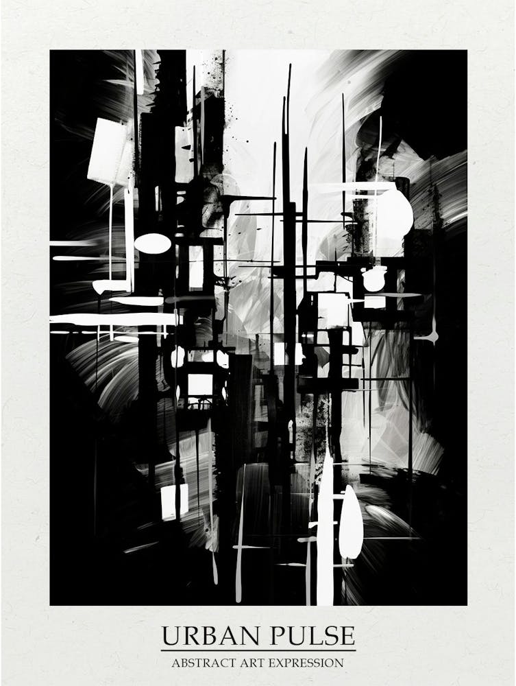 Urban Pulse Abstract Black And White 1 Poster