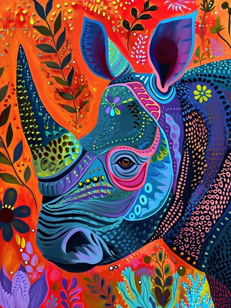Kitsch Colourful Rhino 1