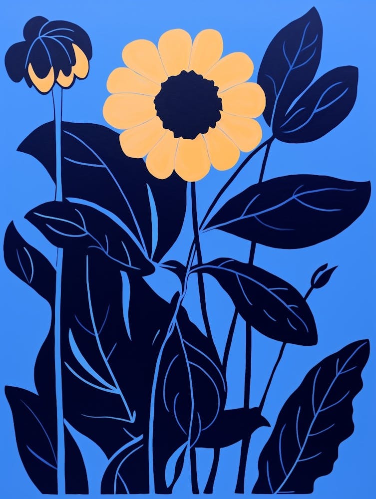 Blue Flower Illustration Sunflower 1