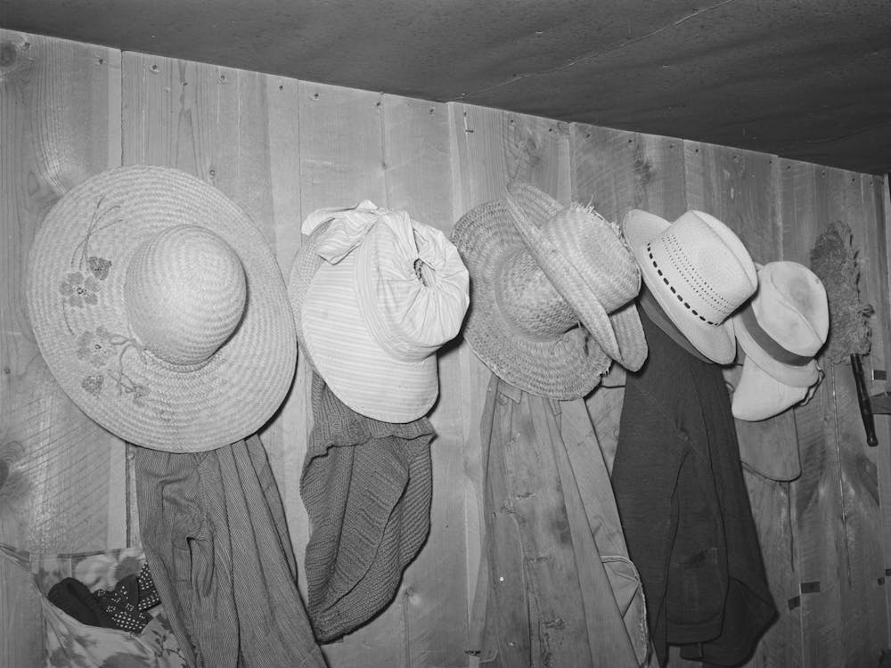 Farmers Hats Seen In The House Of George Hutton, Homesteader At Pie Town, New Mexico By Russell Lee