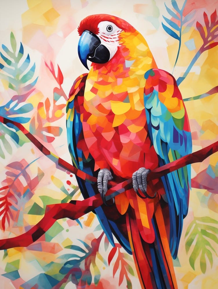 Bird Painting Collage Macaw 1