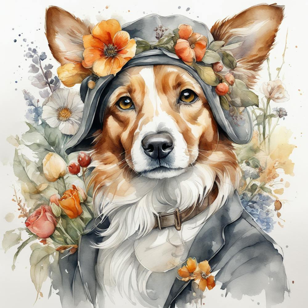 Corgi With Flowers