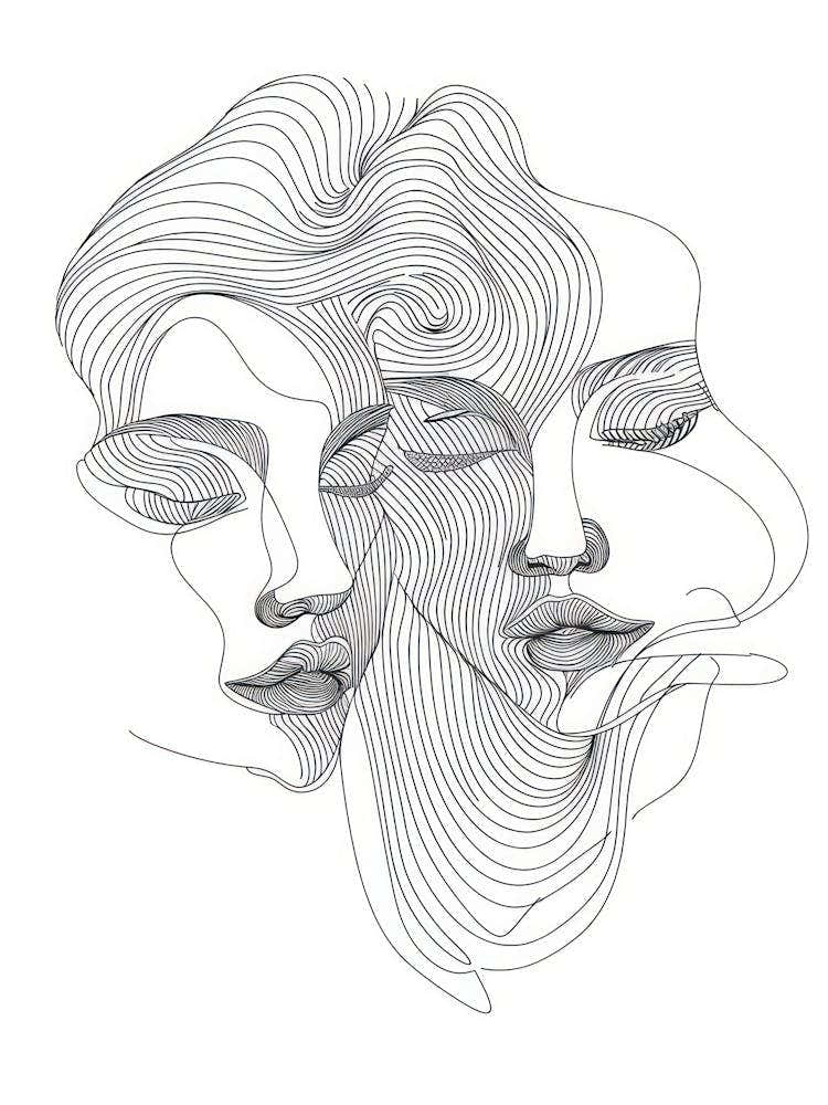 Women Portraits In Line 6