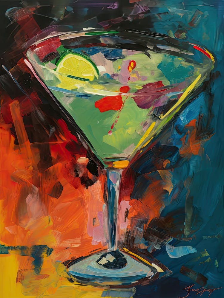 Martini Cocktail Oil Painting 3