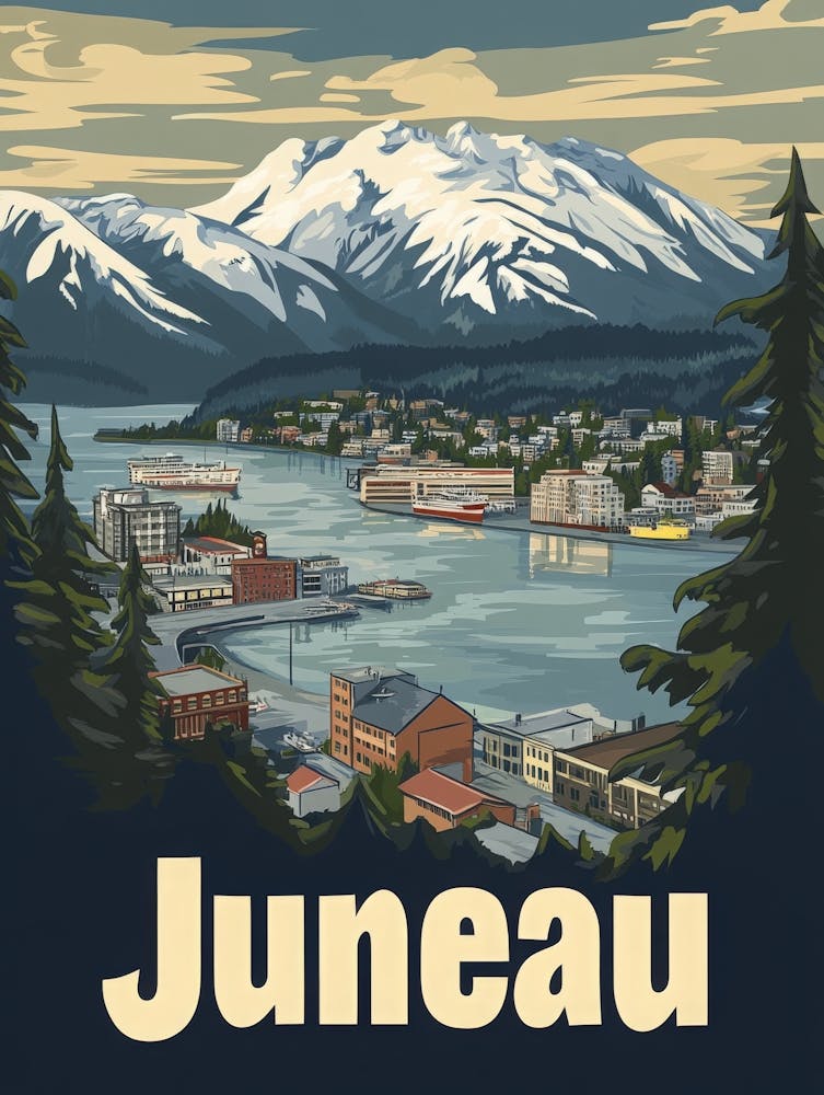 Aihrgdesign A Vintage Travel Poster Of Juneau Featuring The S 056d5b92 23cf 4b77 B0bf Bc53aaec4971 0