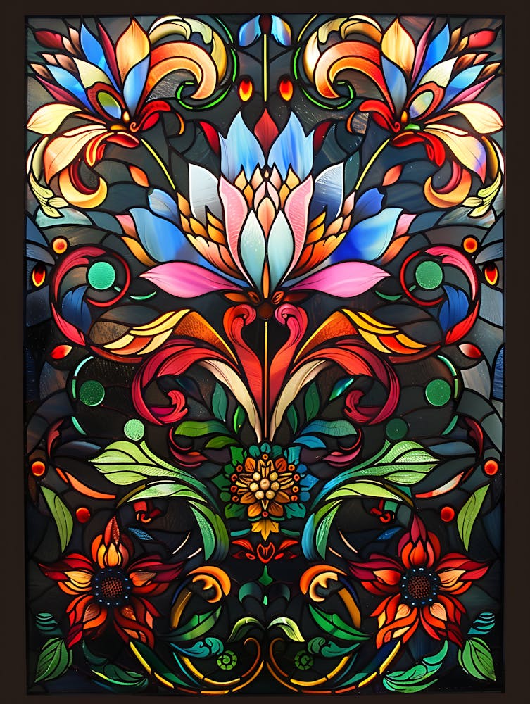 Bunte Buntglasblumen 17