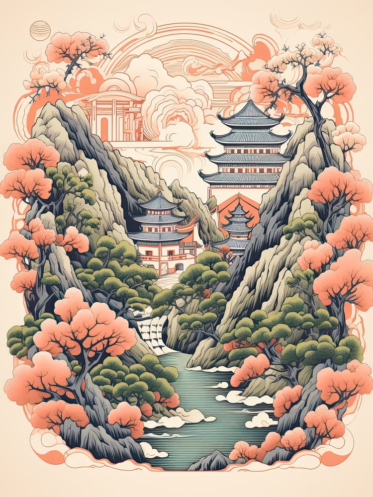 The Great Wall Of China   Cute Botanical Illustration Travel 3