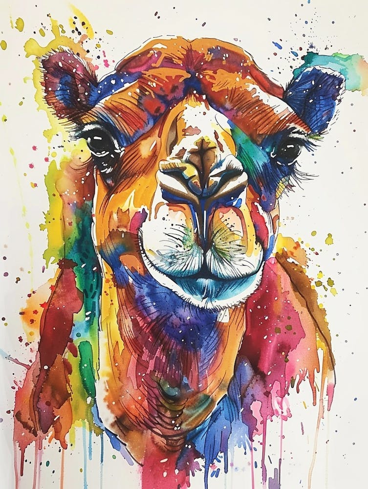 Camel Colourful Watercolour 3