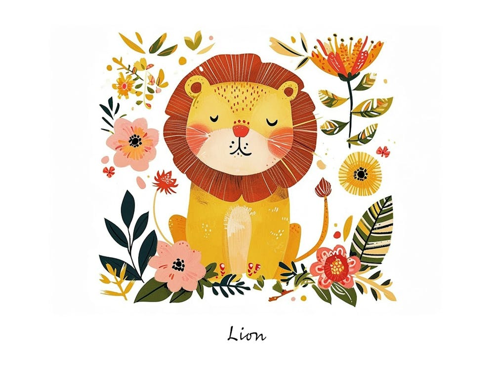Little Floral Lion 1 Poster