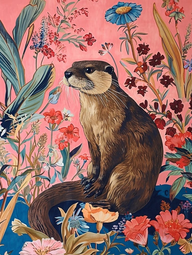 Floral Animal Painting Otter 3
