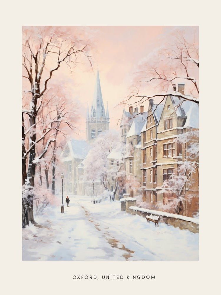 Dreamy Winter Painting Poster Oxford United Kingdom 3