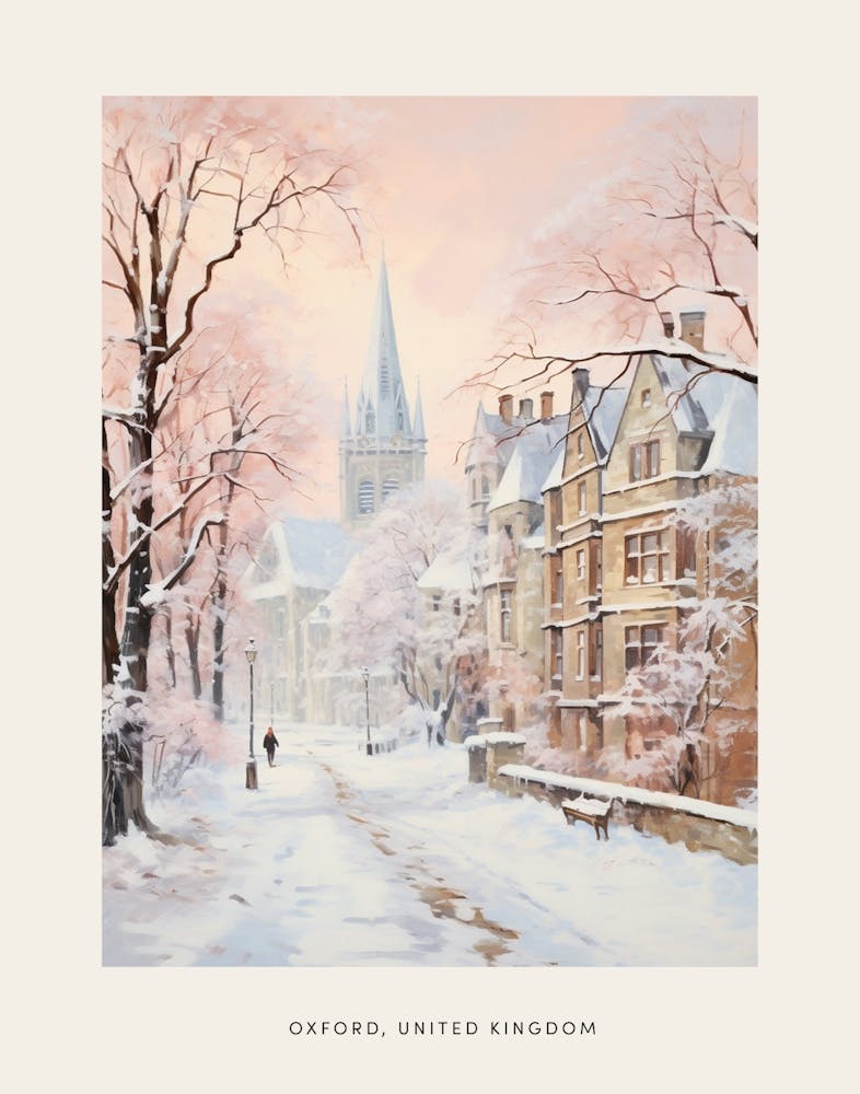 Dreamy Winter Painting Poster Oxford United Kingdom 3