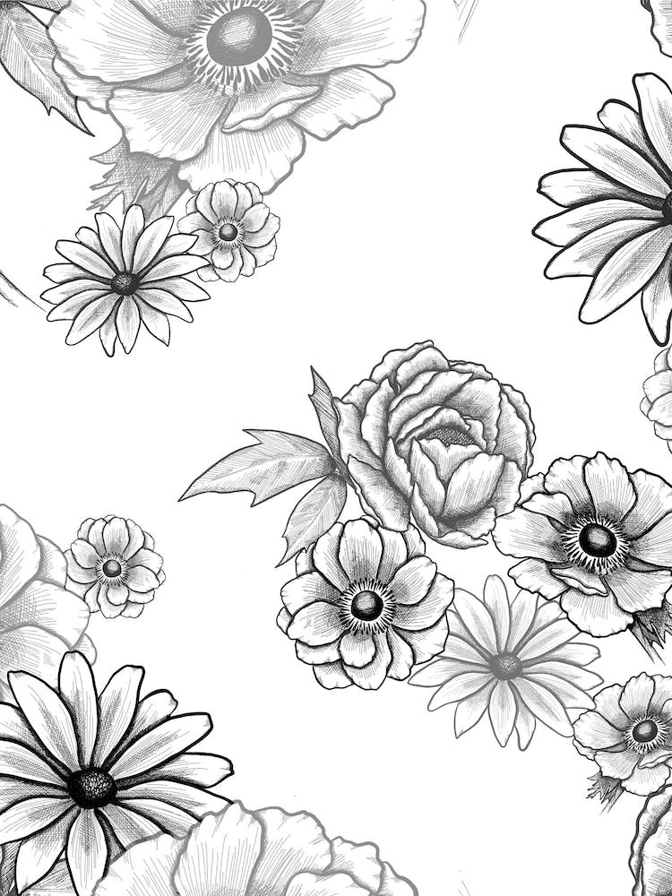 Blackwork Florals