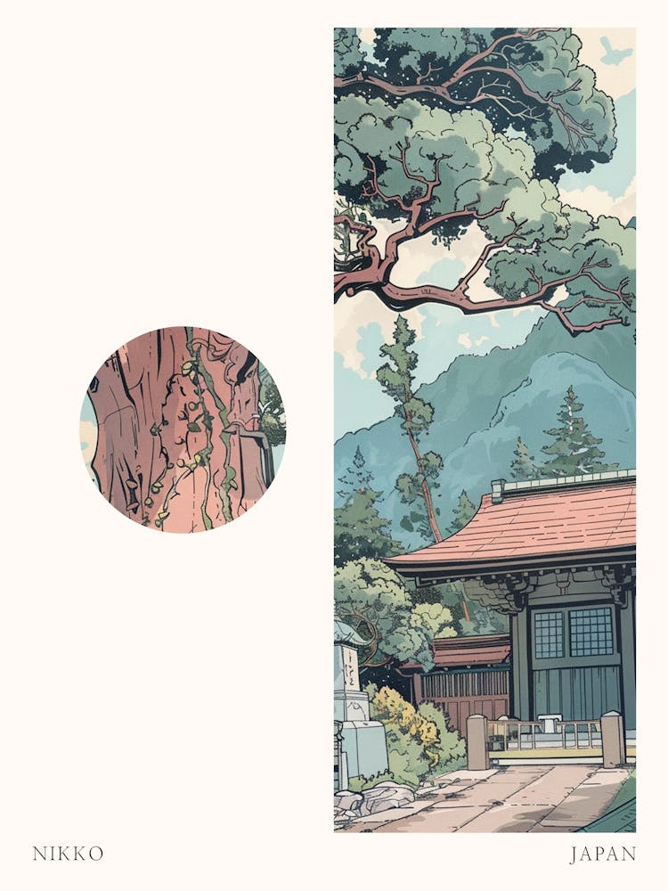 Nikko Japan 2 Cut Out Travel Poster
