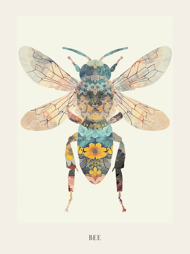 Colourful Insect Illustration Bee 15 Poster