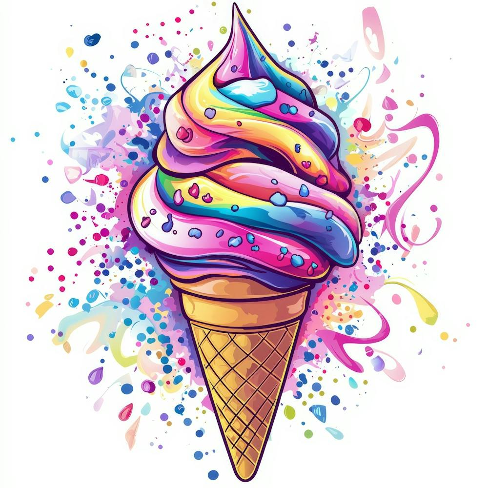 Regenbogen-Eiswaffel 1