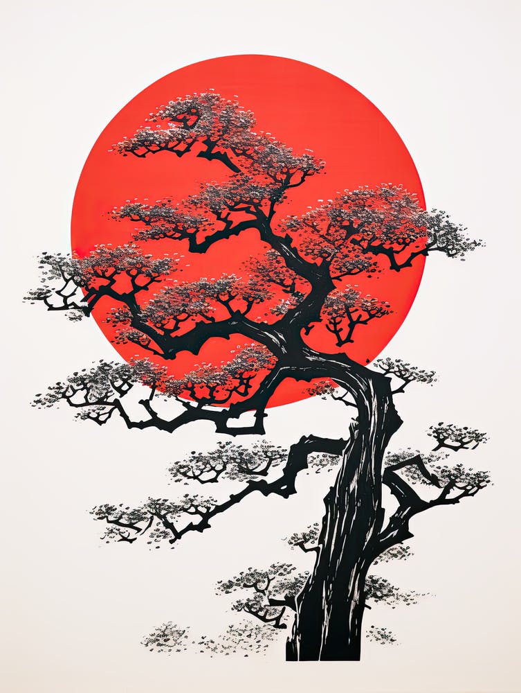 Bonsai Tree 6, Old, Vitage Japan Poster