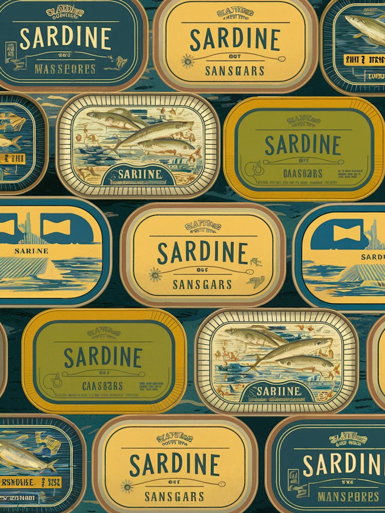 Vintage Sardine Tins, Sardines