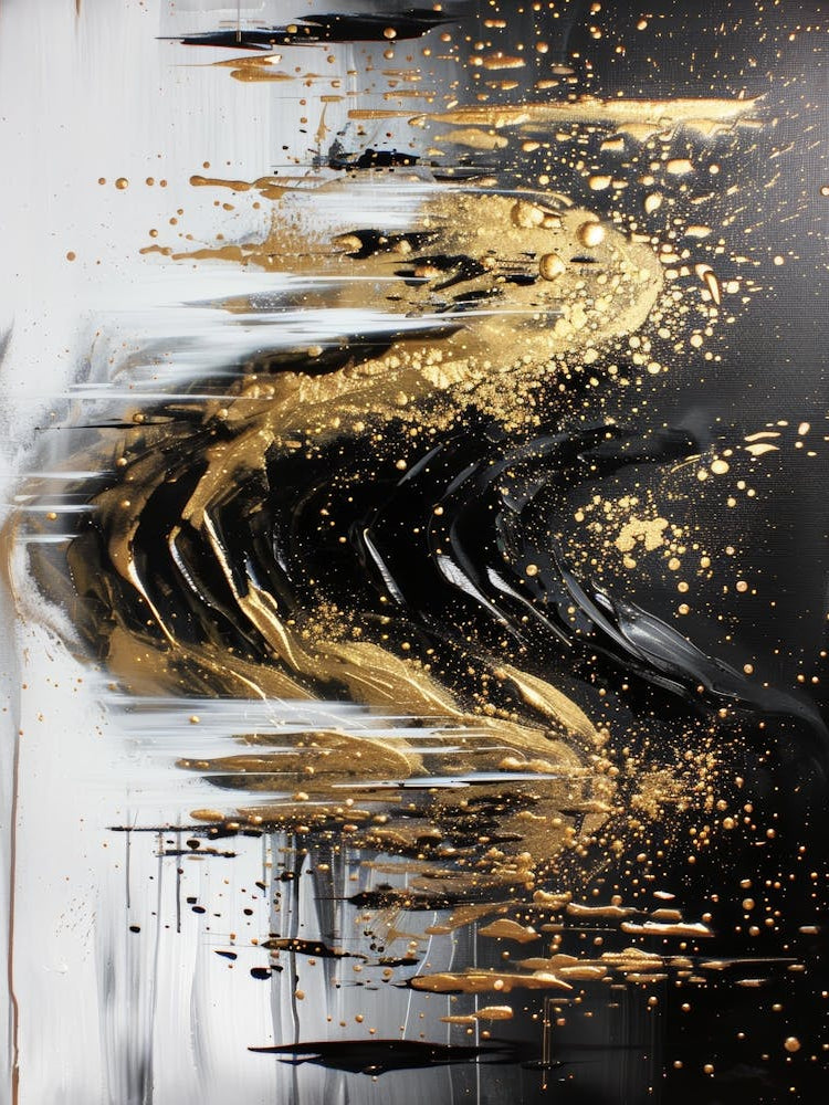 Abstract Black And Gold Painting 105