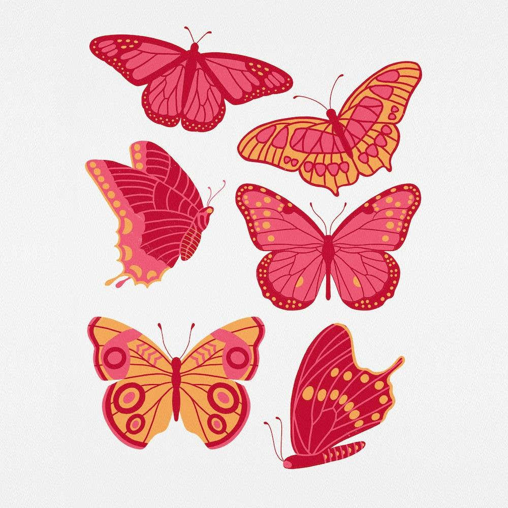 Texas Butterflies   Pink And Orange Square