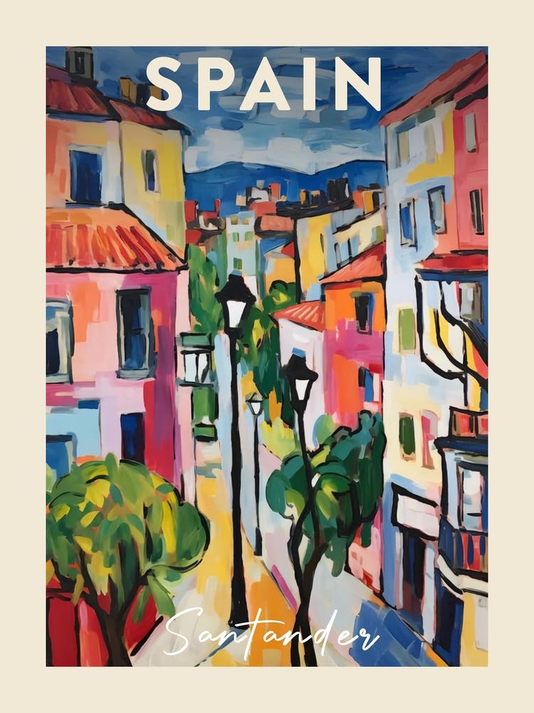 Santander Spain 6 Fauvistisches Gemälde Reiseposter