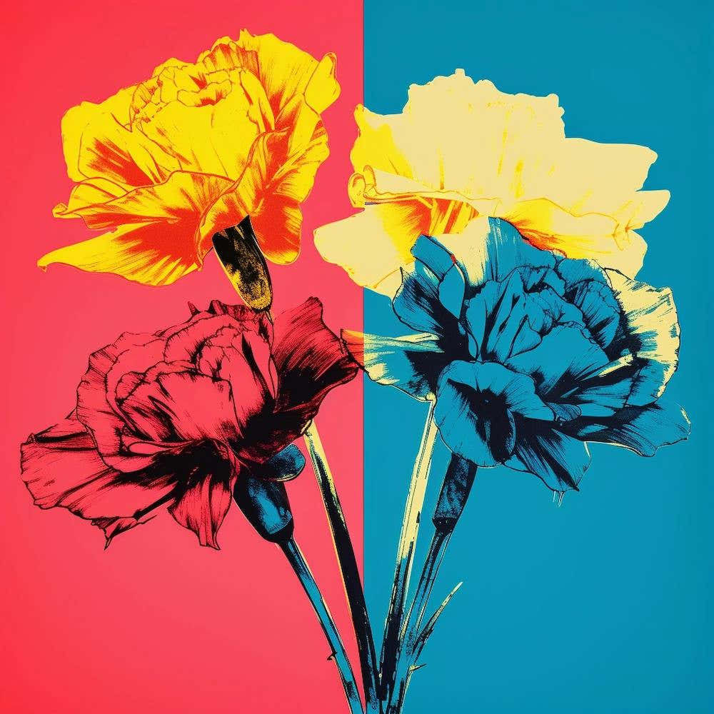 Andy Warhol Style Pop Art Flowers Carnation 2 Square
