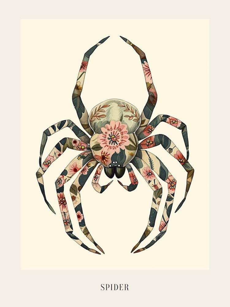 Colourful Insect Illustration Spider 17 Poster