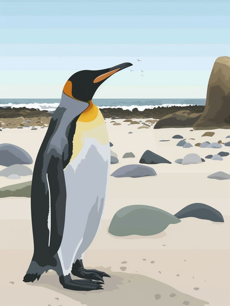 Königspinguin Boulders Beach Simons Town Minimalistische Illustration 4