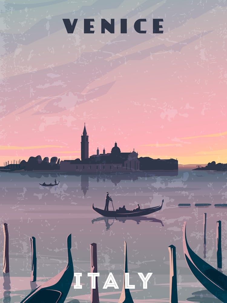 Venice, Italy — Retro travel minimalist poster