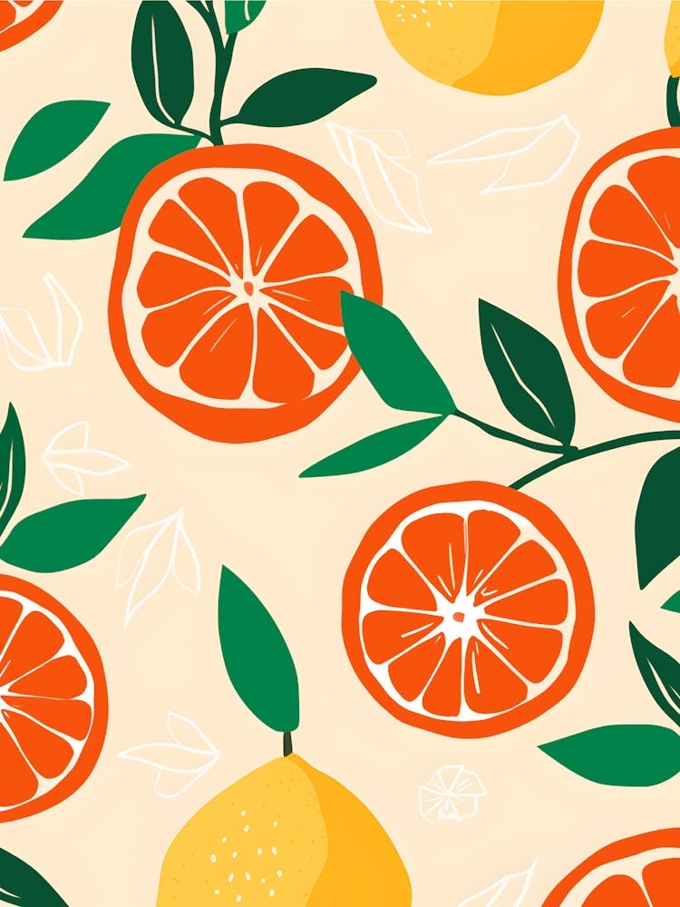 Boho Matisse Style Oranges And Lemons
