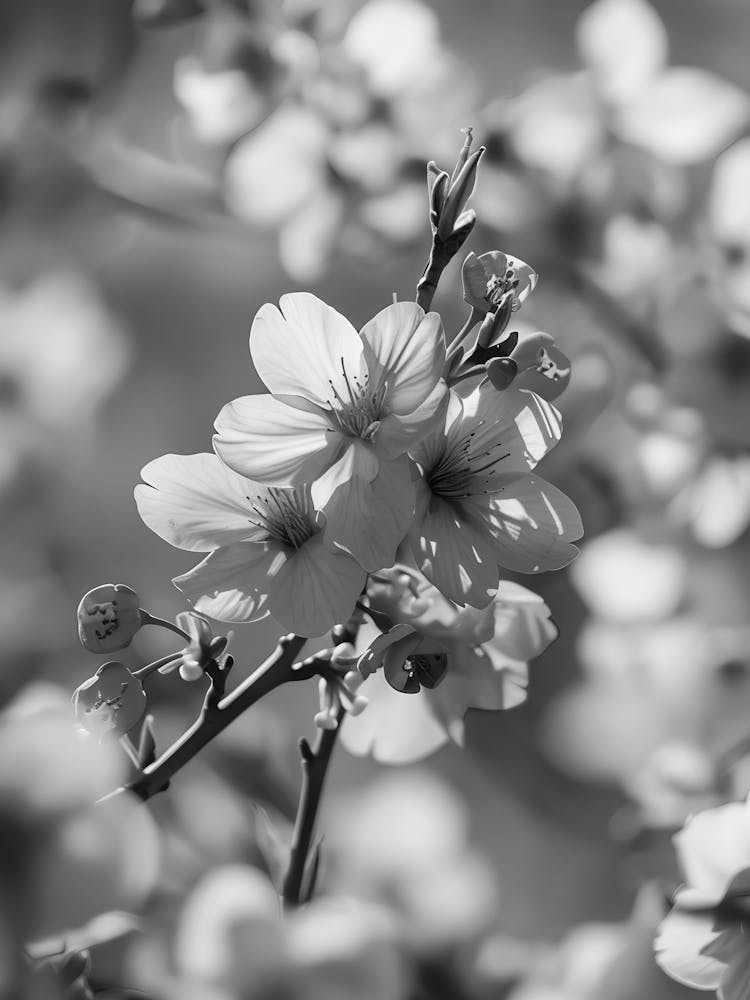Black And White Cherry Blossoms 1