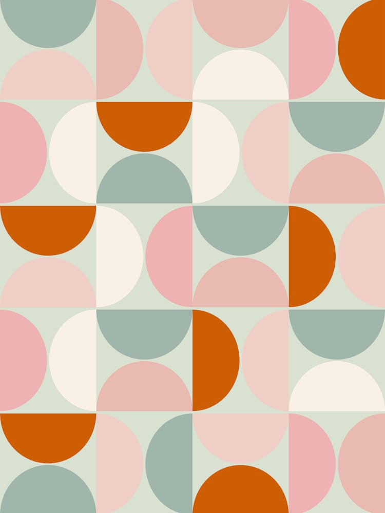 Mid Century Modern Sage Green And Peach