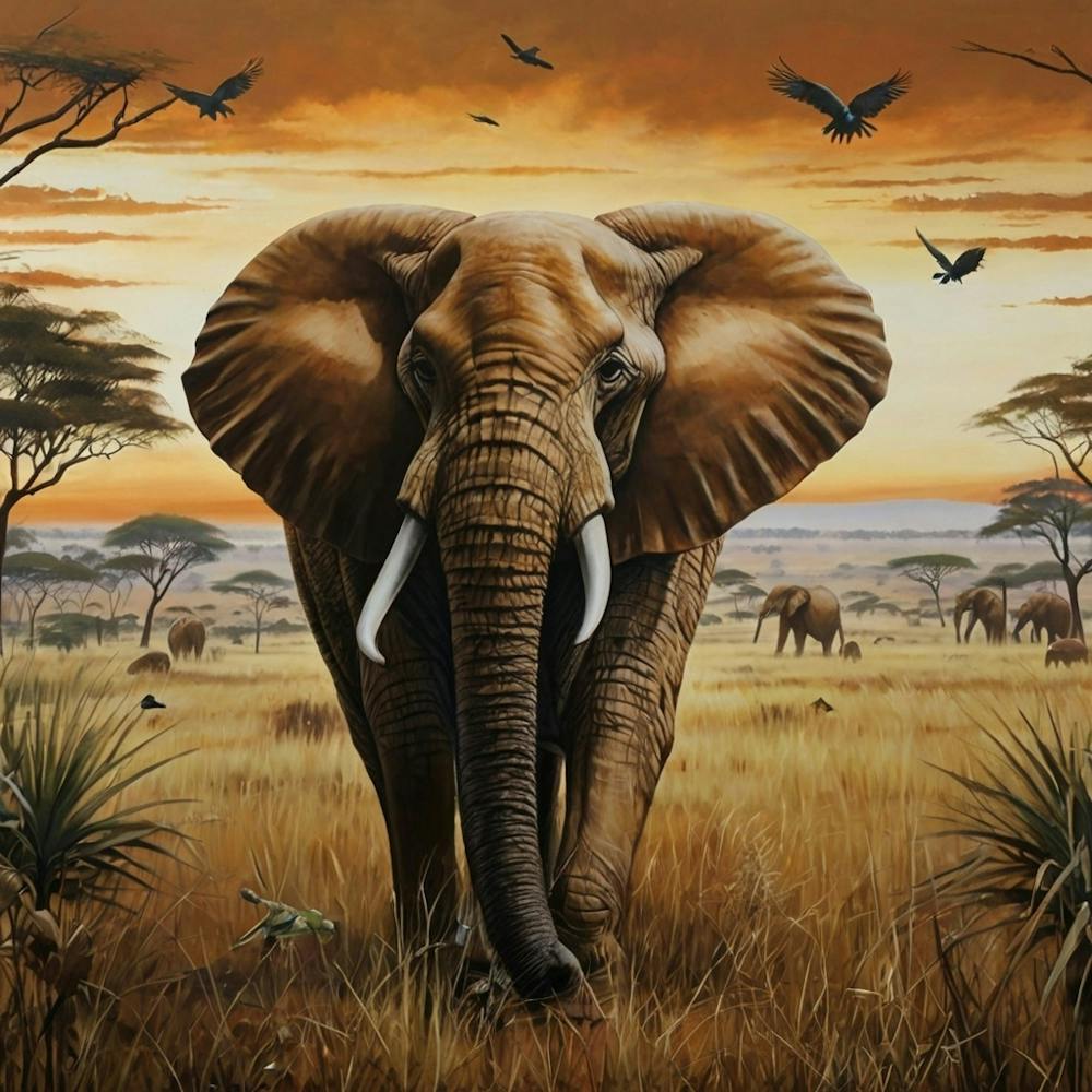 Elephant In The Savannah