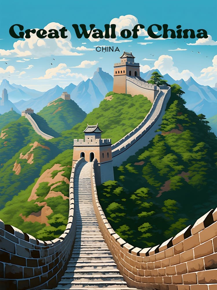 Great Wall of China Altes Wahrzeichen Reiseillustration