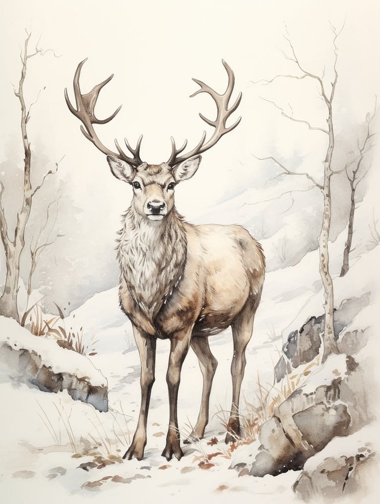 Storybook Animal Watercolour Caribou 4