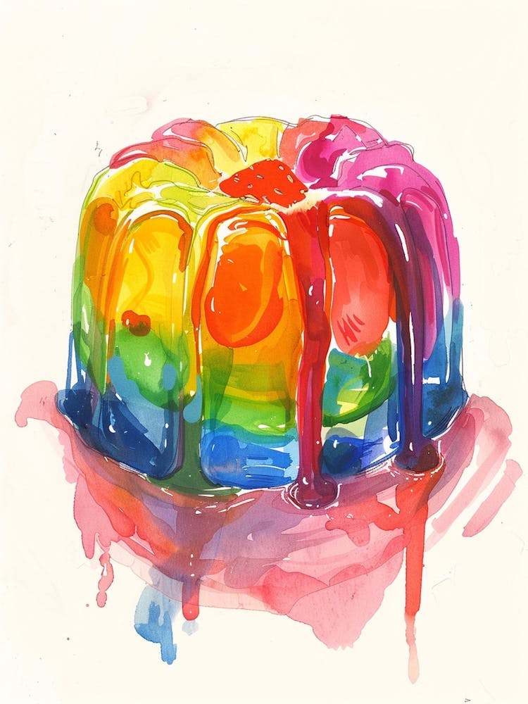 Rainbow Jelly Watercolour Style Painting 1