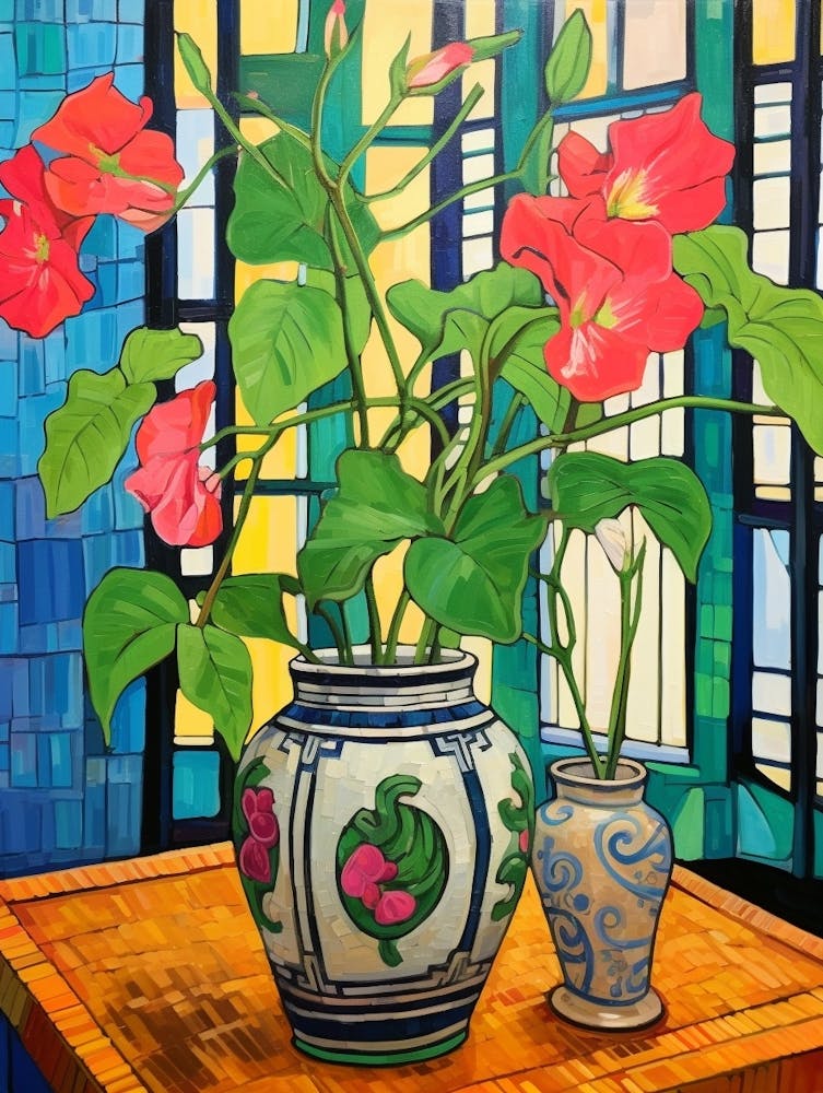 Flowers In A Vase Still Life Painting Bougainvillea 4