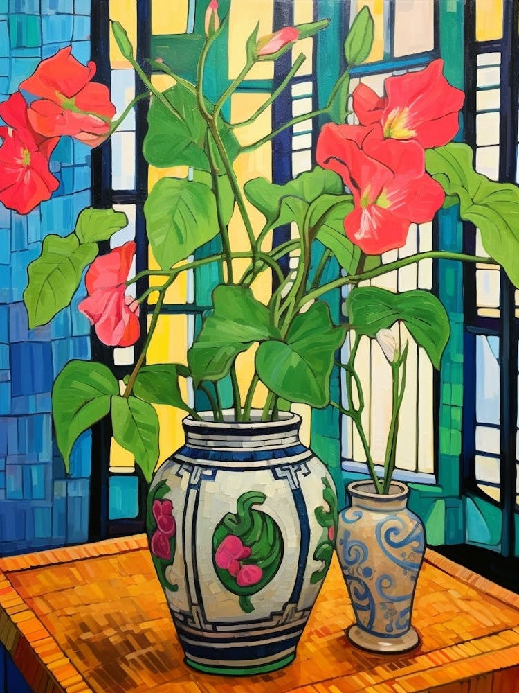 Flowers In A Vase Still Life Painting Bougainvillea 4