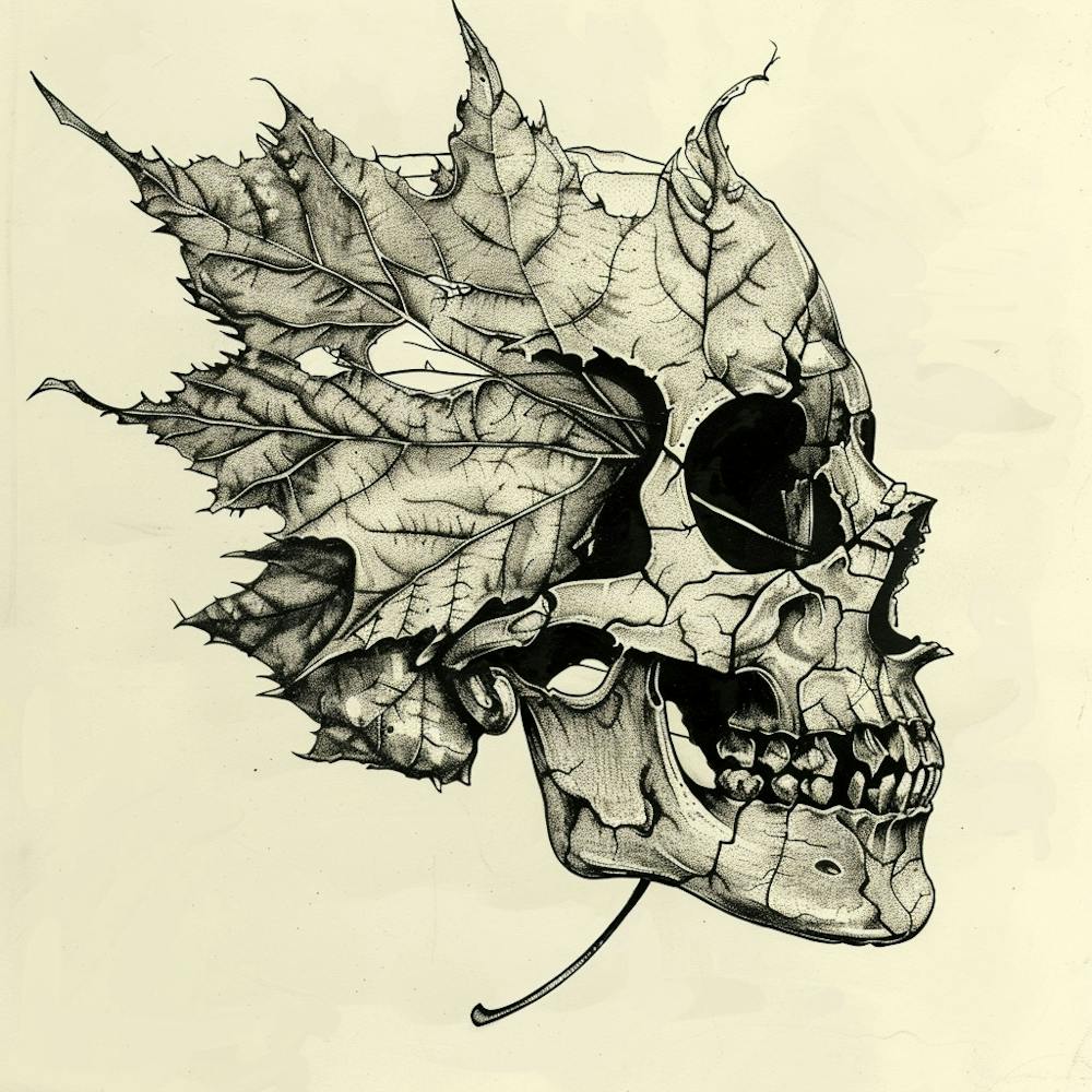 Skull With Leaves 1