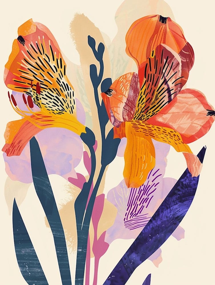 Colourful Flower Illustration Freesia 4