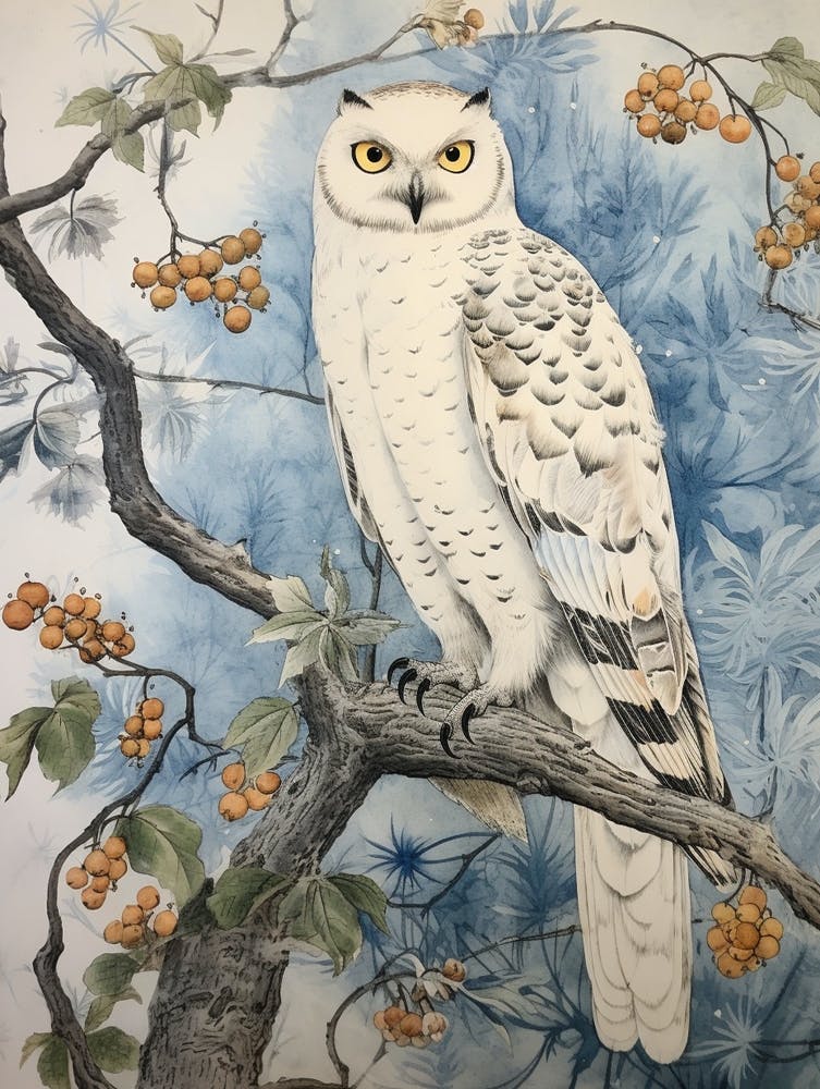 Storybook Animal Watercolour Snowy Owl 2