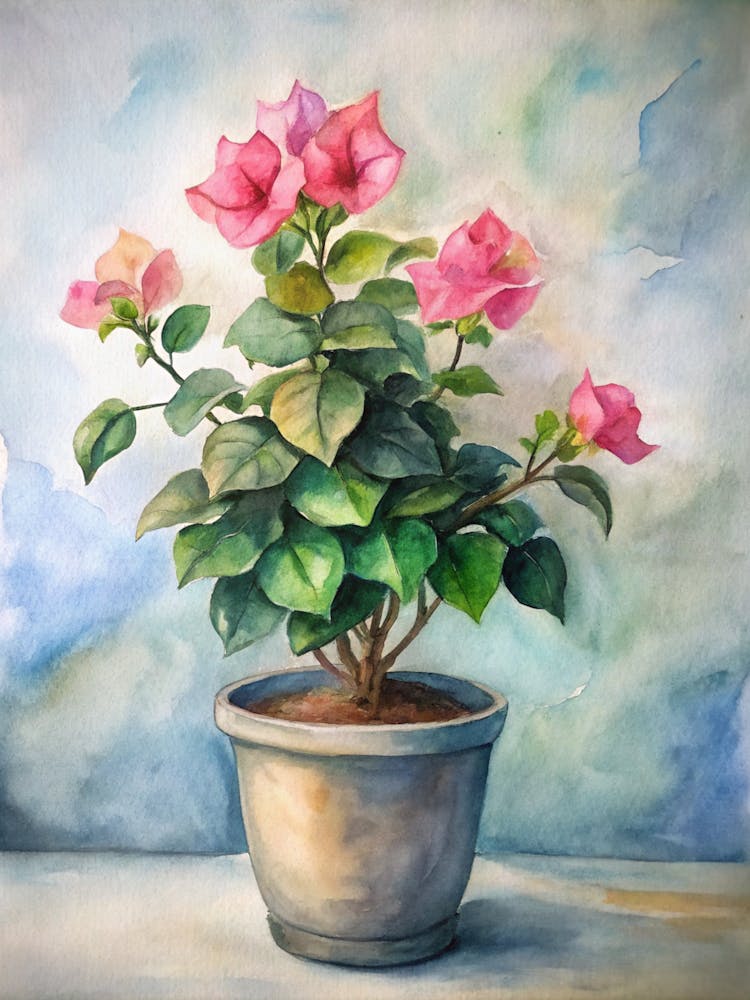 Watercolor Of Bougainvillea