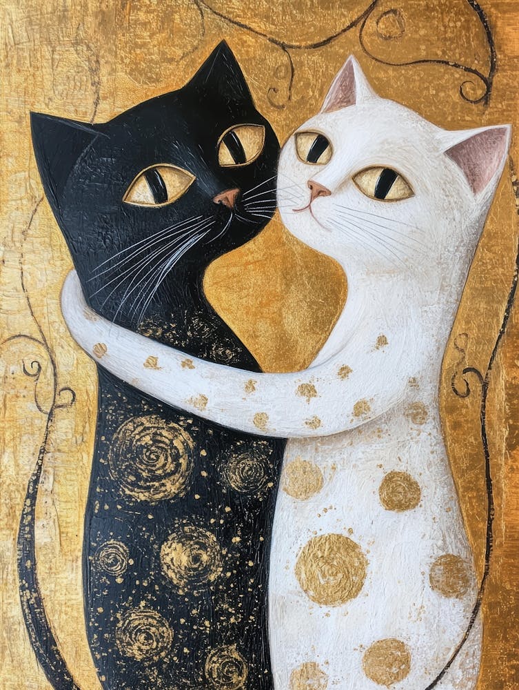 Two Cats Hugging 9