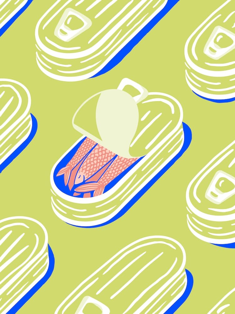 Sleeping Sardines In Lime And Pink