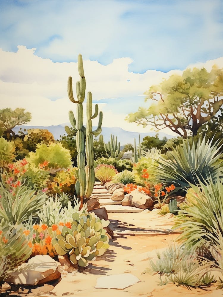 Desert Botanical Garden Usa Watercolour 2