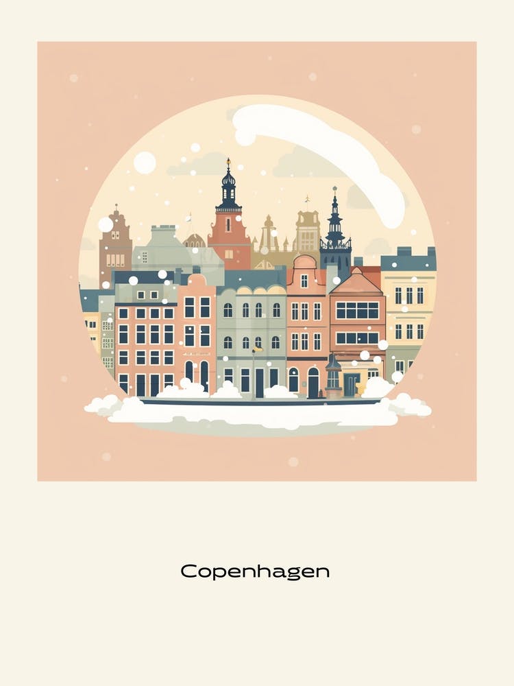 Copenhagen Denmark 4 Snowglobe Poster