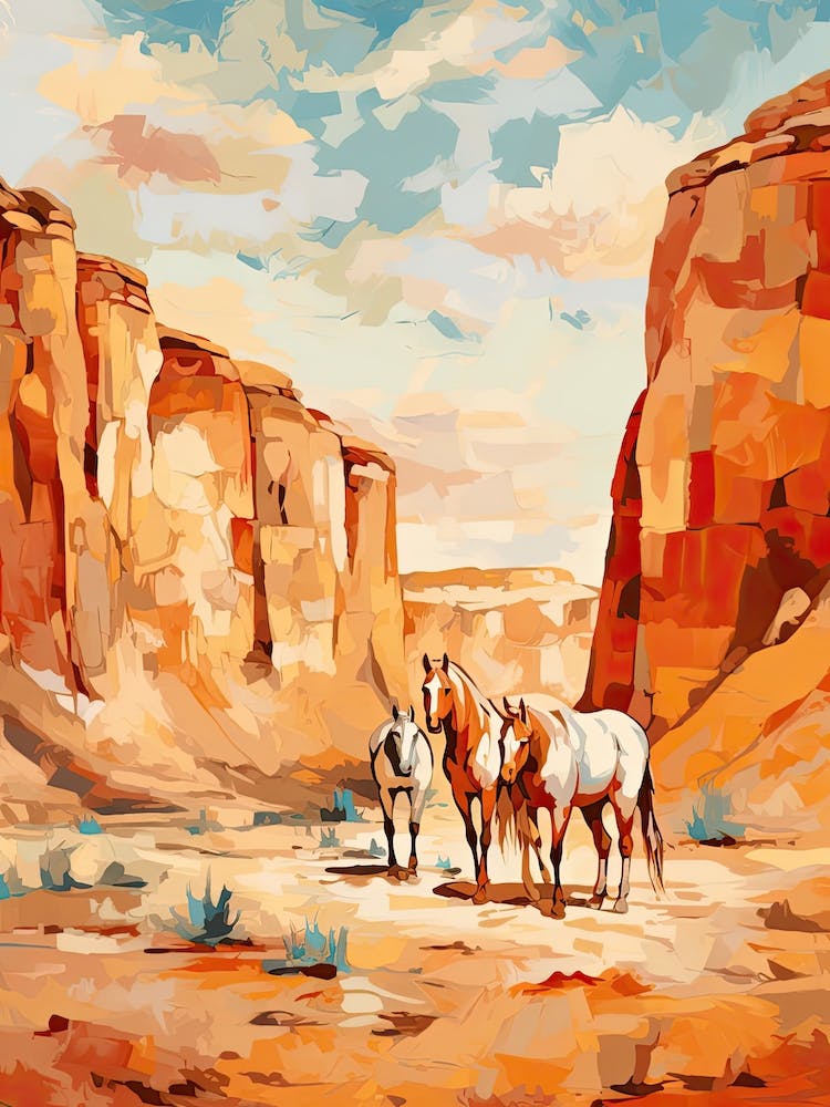 Horses Painting In Cappadocia, Turkey 1